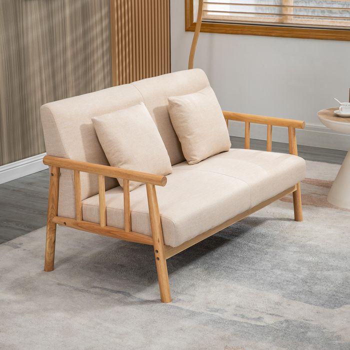 Immagine prodotto Swisshandel24 Divano a 2 posti, rivestimento in tessuto effetto lino, compatto, fino a 200 kg, struttura in (2 posti)