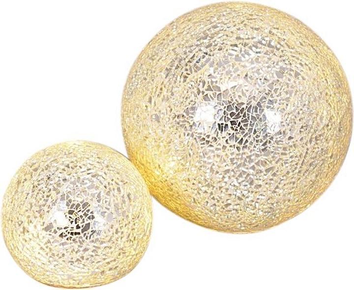 Actual product image GuGus LED glass ball silver set of 2 - broken glass with mosaic structure. D: 10cm u. 15cm (60 lm)