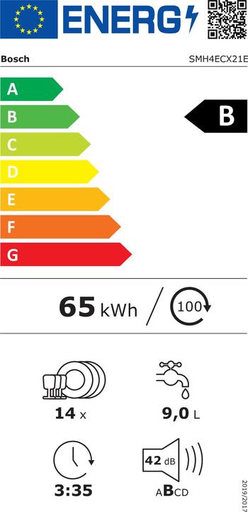 Etichetta energetica Bosch Hausgeräte SMH4ECX21E, Serie 4
