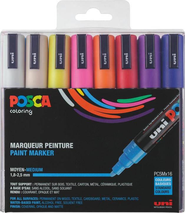 Produktbild Posca Marker PC-5M Rundspitze (Mehrfarbig, 2.50 mm, 16 x)