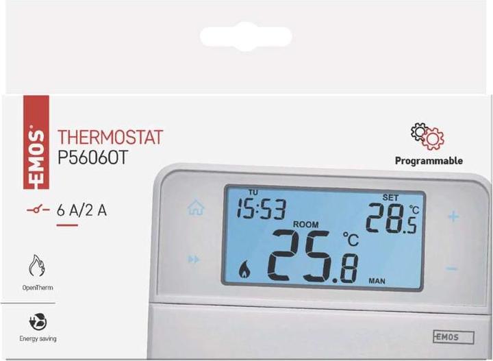 Actual product image Emos OpenTherm room thermostat P5606OT, programmable, wired