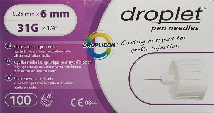 Produktbild Droplet Pen Nadeln 6mm 100 Stk (Pen Nadeln + Einmalkanülen)