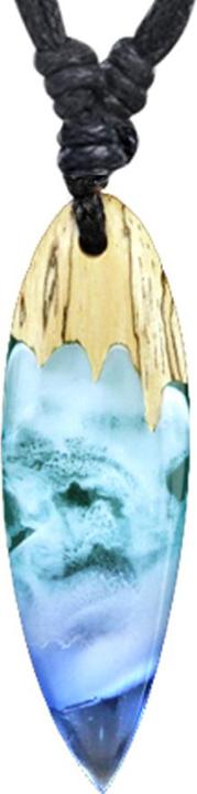 Produktbild Chaotic Trading Halskette schwarz Anhänger Surf Wellenschlag Epoxy blau aus Tamarind Holz (Organisch, ohne Messing)