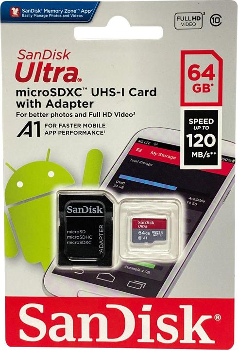 SanDisk Ultra A1 (64 GB, microSDXC, U1, UHS-I)