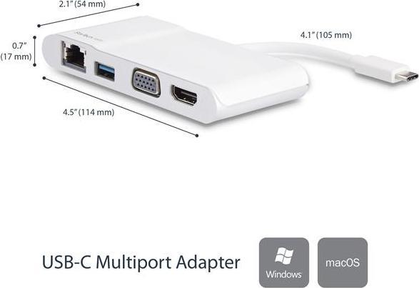 Produktbild StarTech Multiport Adapter (USB Typ-C, 11.40 cm)