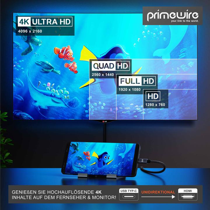 Actual product image Primewire USB Typ C — HDMI (Typ A) (2 m, HDMI, USB Type C)