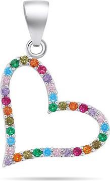 Brilio Silver - Romantic pendant Heart with colored zircons PT126WRBW