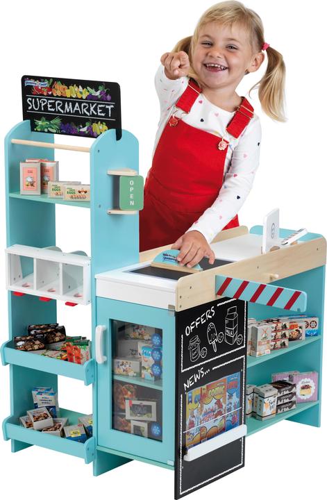 Productafbeelding Theo Klein 9391 Stand de supermarché en bois (MDF) I Stand de supermarché innovant, avec caisse enregistreuse