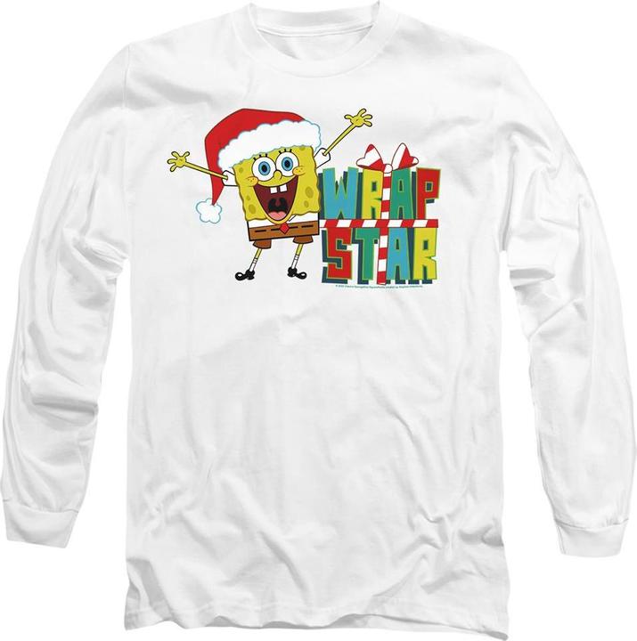 Immagine prodotto Spongebob Squarepants Wrap Star At Christmas Maglietta Adulto Unisex (M)