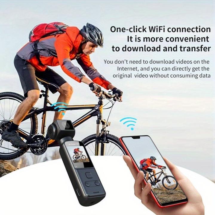 Image du produit PhoneLook Caméra d'action portable 4K avec objectif rotatif 270° légère rechargeable pour vlogging et voyage (Bluetooth, WiFi)