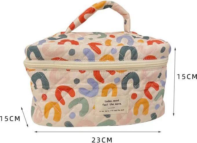 Produktbild Only-Bags.Store Quilten Baumwolle Make-Up Tasche Zipper Cosmetic Organizer Reise Wesentliche Tasche Handtasche Box