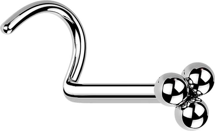 Actual product image Star Piercing Nasenstecker gebogen silber drei Kugeln (without brass, Surgical steel 316L)