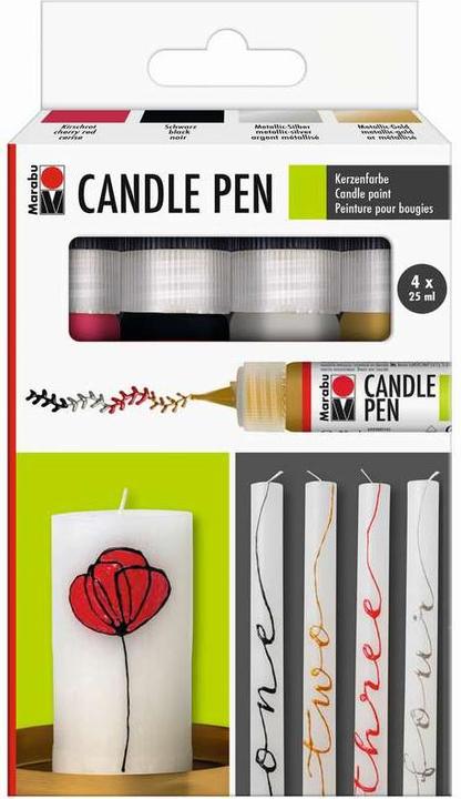 Image du produit Marabu Peinture pour bougies ""Candle Liner"", set de 4, à base d'eau, résistant à la lumière, pour (Multicolore, 25 mm, 4 x)
