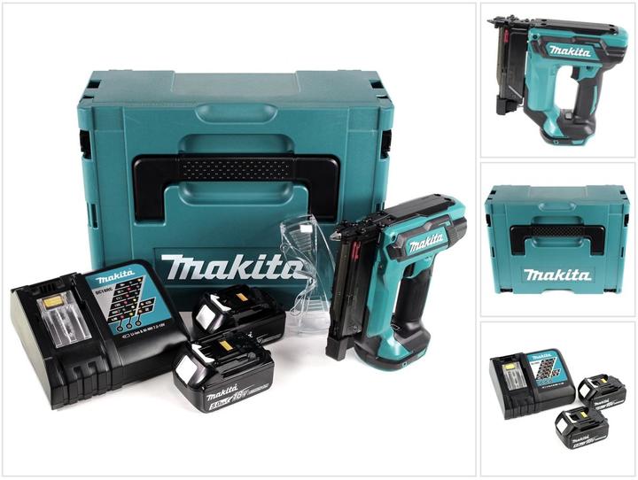 Actual product image Makita DPT 353 RTJ 18 V Li-Ion battery pin tacker in Makpac + 2 x 5.0 Ah battery + charger