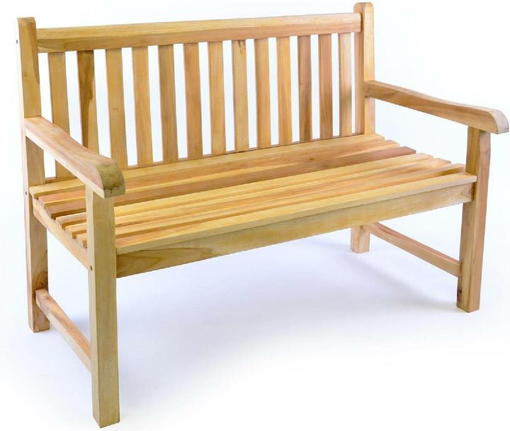 Produktbild VCM 2-Sitzer Gartenbank Parkbank hochwertig massiv Teak Holz natur 120 cm