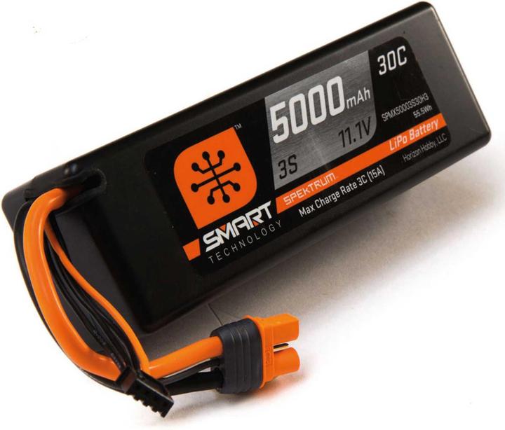 Horizon Hobby LiPo Pack 5000mah 3S 11.1V Smart LiPo 30C, Hardcase, iC3 (11.10 V, 5000 mAh)