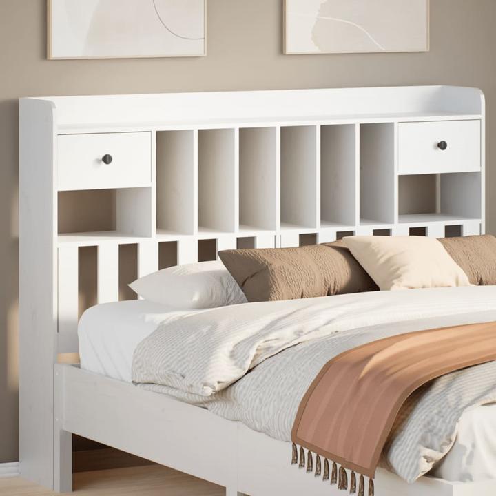 Actual product image VidaXL Headboard Bed headboard with storage space White 150cm solid pine wood