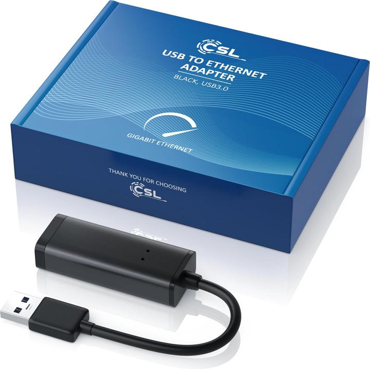 Immagine prodotto CSL Adattatore di rete USB 3.0 tipo A maschio a RJ45 Gigabit Ethernet femmina, scheda di rete esterna (USB 3.0, RJ45 (1x))