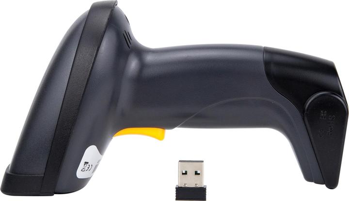 Produktbild equip Barcode Handscanner 2D Laser mit Halterung 2.4GHz sw (2D-Barcodes, 1D-Barcodes, QR-Code)