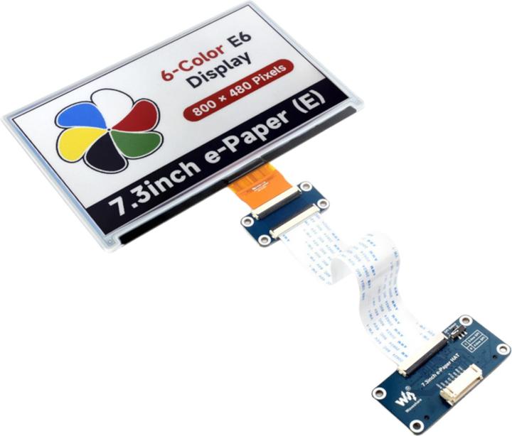 Image du produit WaveShare 800x480 7.3inch 6-couleur e-ink Display HAT (E)