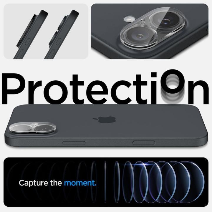 Immagine prodotto Spigen Vetro temperato Optik Glas.tR per fotocamera iPhone 16 / 16 Plus - trasparente (2 pezzi) (2 Pezzo/i, Apple iPhone 16, Apple iPhone 16 Plus)
