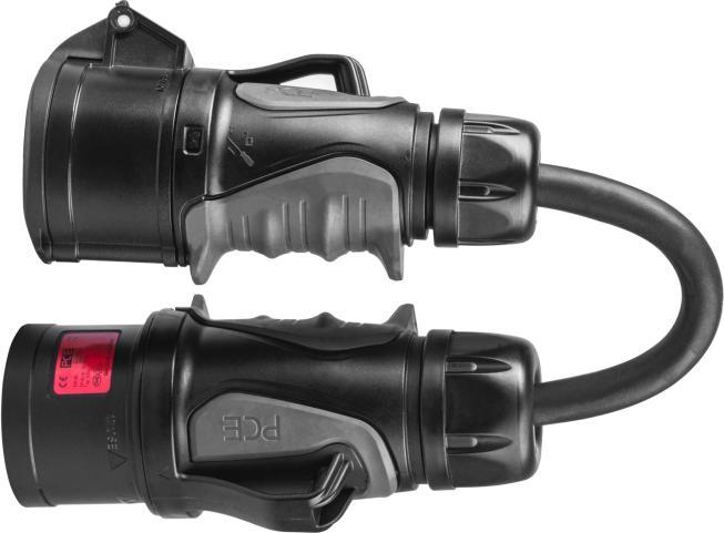 Actual product image GreenCell Adapter from red 16A 400V CEE coupling 5-pole socket to red 32A 5P (Type 1, 11 kW, 16 A, 0.50 m)