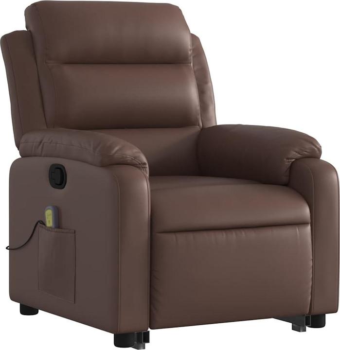 VidaXL Massagesessel mit Aufstehhilfe Fernsehsessel Relaxsessel Braun Kunstleder