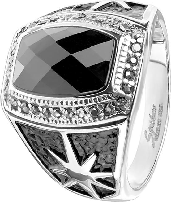 Immagine prodotto Star Piercing Anello argento pietra nera sfaccettata con raggio di sole (69, 925 Argento)