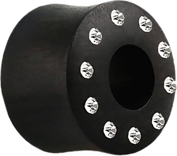 Star Piercing Flared Tunnel aus Areng Holz mit Kristallen (ohne Messing, Organisch)