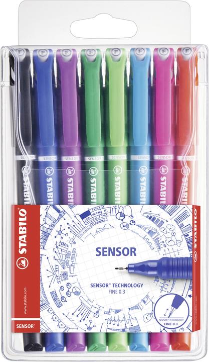 Actual product image STABILO SENSOR F Finliner with spring-loaded sharpener (8 colours, 8 x)