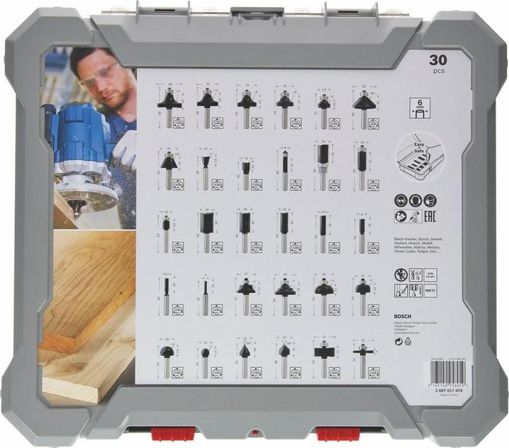 Actual product image Bosch Professional Zubehör 30-piece milling cutter set, 6 mm shank for hand milling cutters