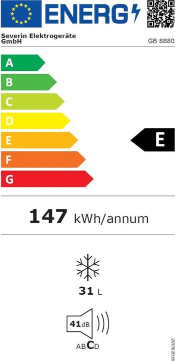 Label énergétique Severin GB8880 (Autonome, 31 l)