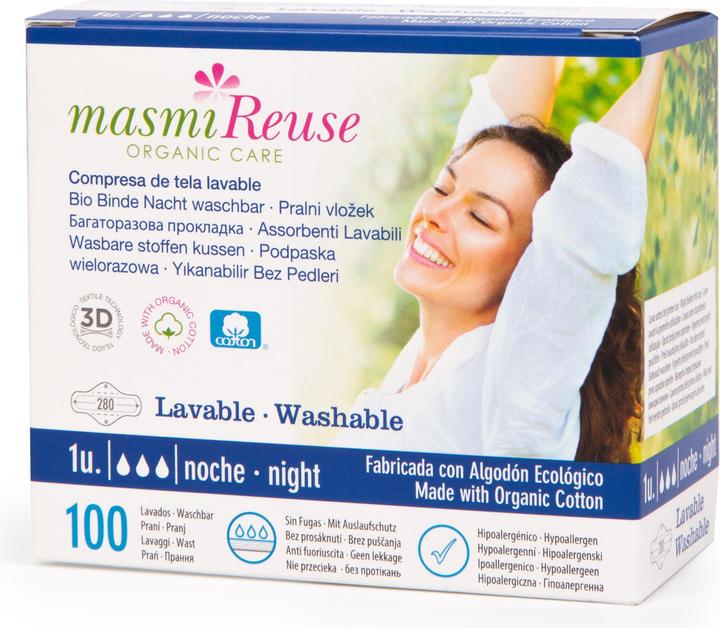 Immagine prodotto Masmi Bende organiche notte lavabili - Reuse (1 x, Assorbenti igienici)