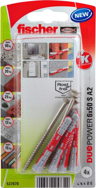 Fischer DuoPower 6x50 S A2 K (4) (4 Stk.)