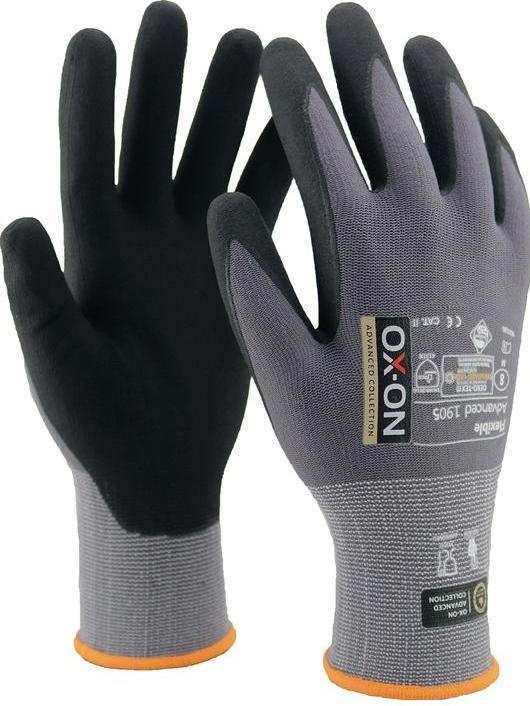 Actual product image Ox-On Gloves Flexible Advanced 1905 size 7 black/light grey ( 4000391385 ) (7)