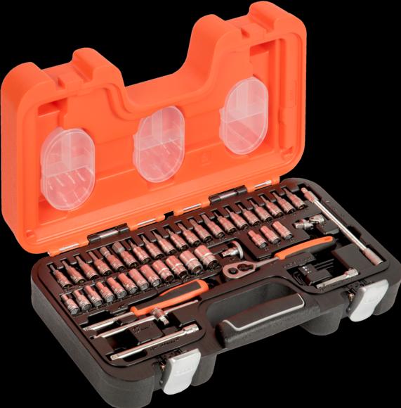 Immagine prodotto Bahco 1/4"-Steckschlüssel-Satz, metrisch, Sechskant, inklusive Schraubendreher-Einsätzen - 46-teilig (13 mm)