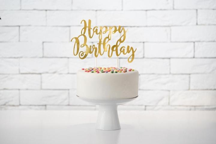 Image du produit Partydeco Cake Topper Happy Birthday Gold