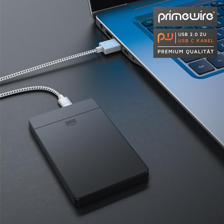 Produktbild Primewire USB-C 3.1 Kabel - Typ C zu Typ A Datenkabel, Ladekabel - Nylonmantel - bidirektional - Geschirmt (1 m, USB 2.0)