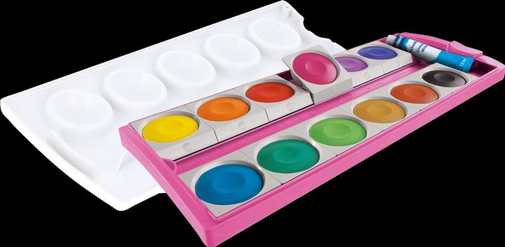 Actual product image Pelikan Opaque paint, paint box paint box K12® Pink/Glitter incl. opaque white, 12 colours (Multicoloured)