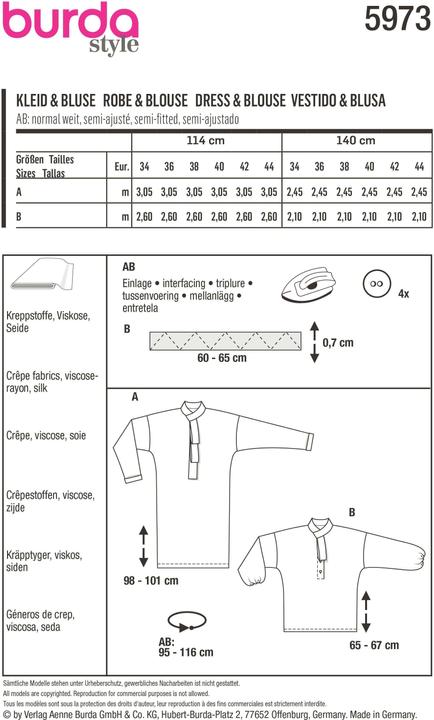 Image du produit Patrons robe & chemisier avec un intéressant col châle