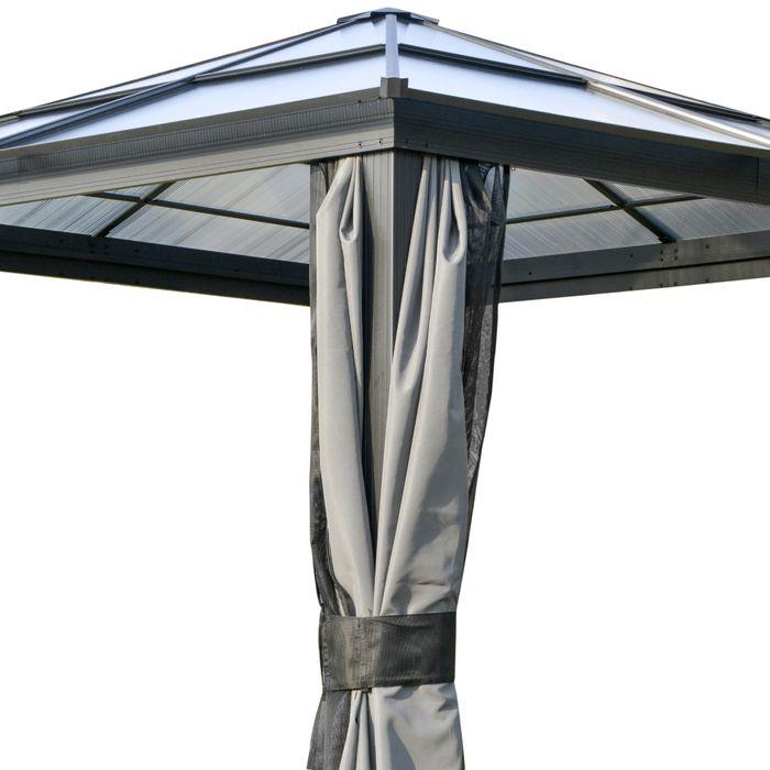 Immagine prodotto Swisshandel24 Gazebo di lusso in alluminio con tetto in PC traslucido marrone+beige 300 x 360 x 265 cm (360 cm, 300 cm)