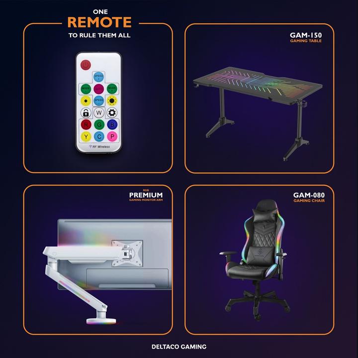 Produktbild Deltaco Gaming RGB - Single Arm Monitorhalterungen (Tisch, 32")
