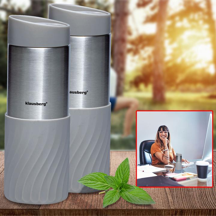 Immagine prodotto Klausberg Set di 2 tazze termiche a doppia parete da 420 ml, grigio (0.42 l)