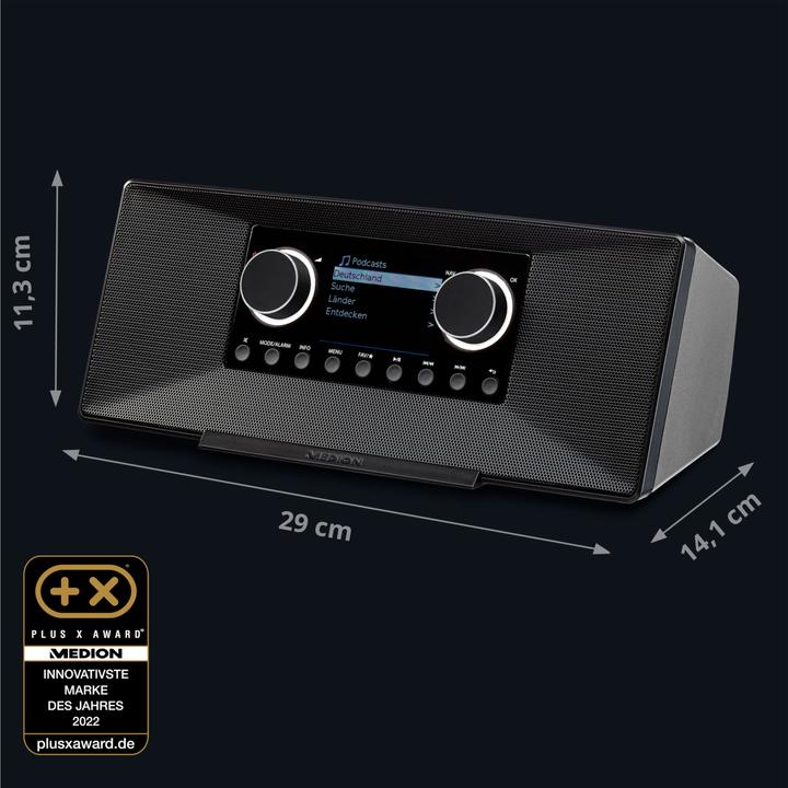 Produktbild Medion P85333 - DAB+ internetradio - Wifi - FM-ontvangst - Zwart (DAB+, AM, FM, MW, WLAN)