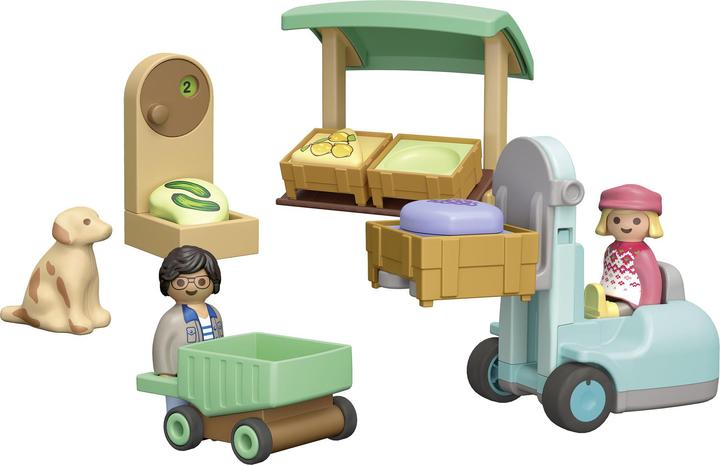 Image du produit Playmobil 71137 1.2.3 : Stand de marché bio & chariot élévateur à fourche (71137, Playmobil 1.2.3)
