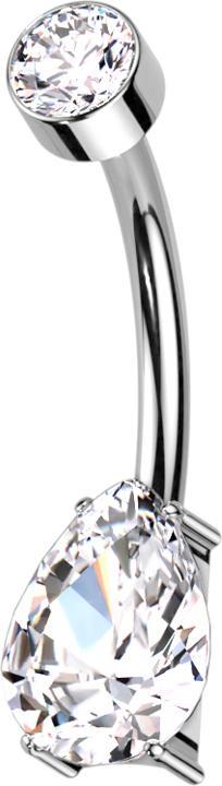 Produktbild Star Piercing Banane Innengewinde silber Zylinder Kristall silber Kristalltropfen silber (ohne Messing, Titan G23)