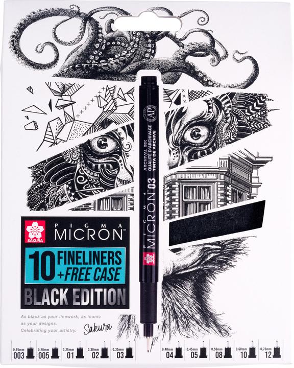 Produktbild Sakura Fineliner Set (Schwarz, 10 x)