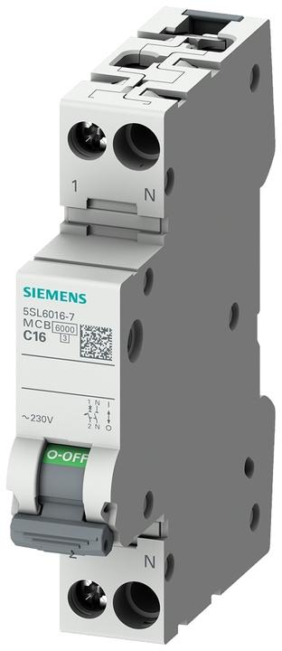 Actual product image Siemens 5SL6010-6 CABLE PROTECTION SWITCH 230V 6KA 1+N-pole.