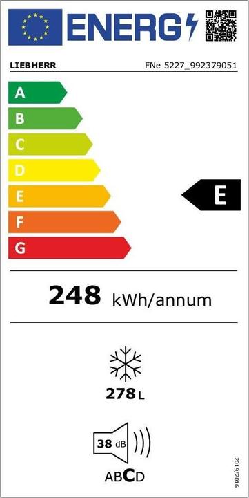 Energy Label Liebherr Freezer Plus FNe 5227 White (Stand-alone, 277 l)