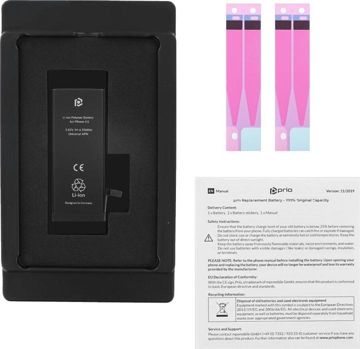 Produktbild prio Akku für Apple iPhone 6s (Universal APN) (Akku, iPhone 6s)
